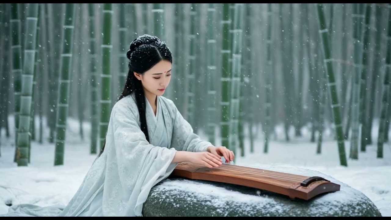 Peaceful Guqin Music in a Snowy Bamboo Forest | Ancient Chinese Zen Ambience