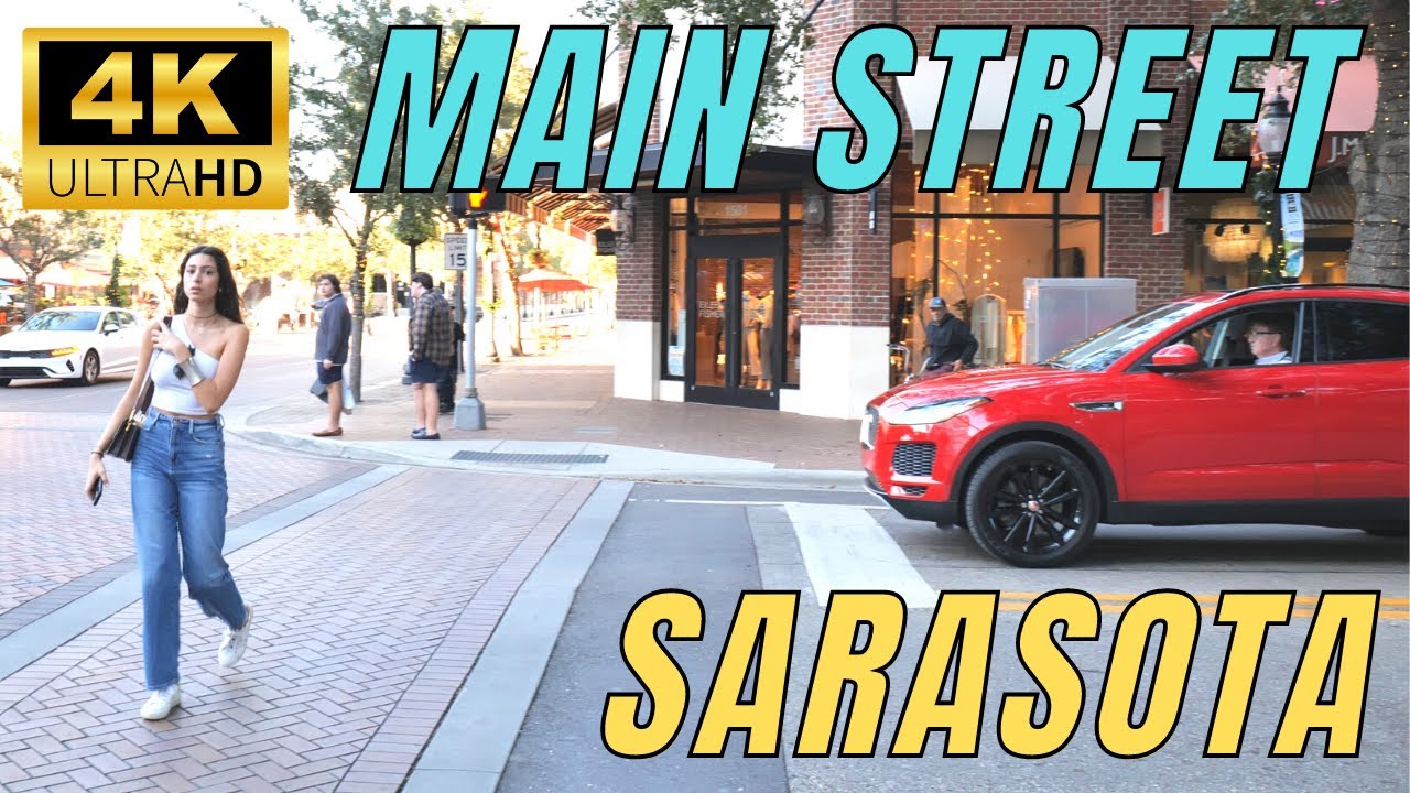 Sarasota Florida, Main Street Walking 4K 60FPS