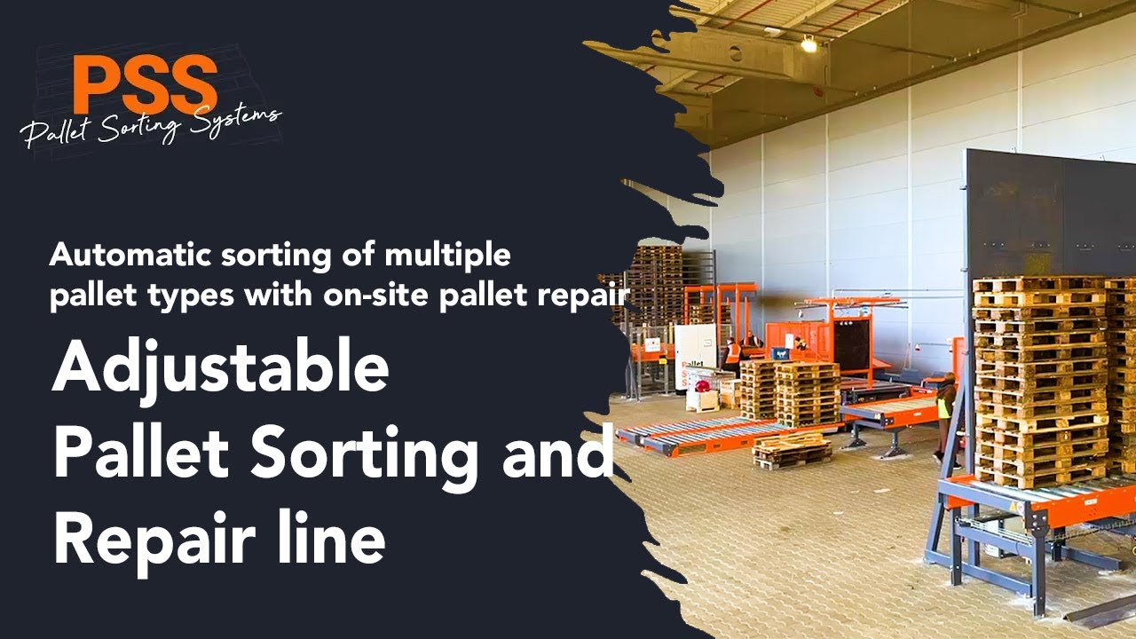 Adjustable pallet sorting and repair line by Pallet Sorting Systems | PSS Jassboard, Poland