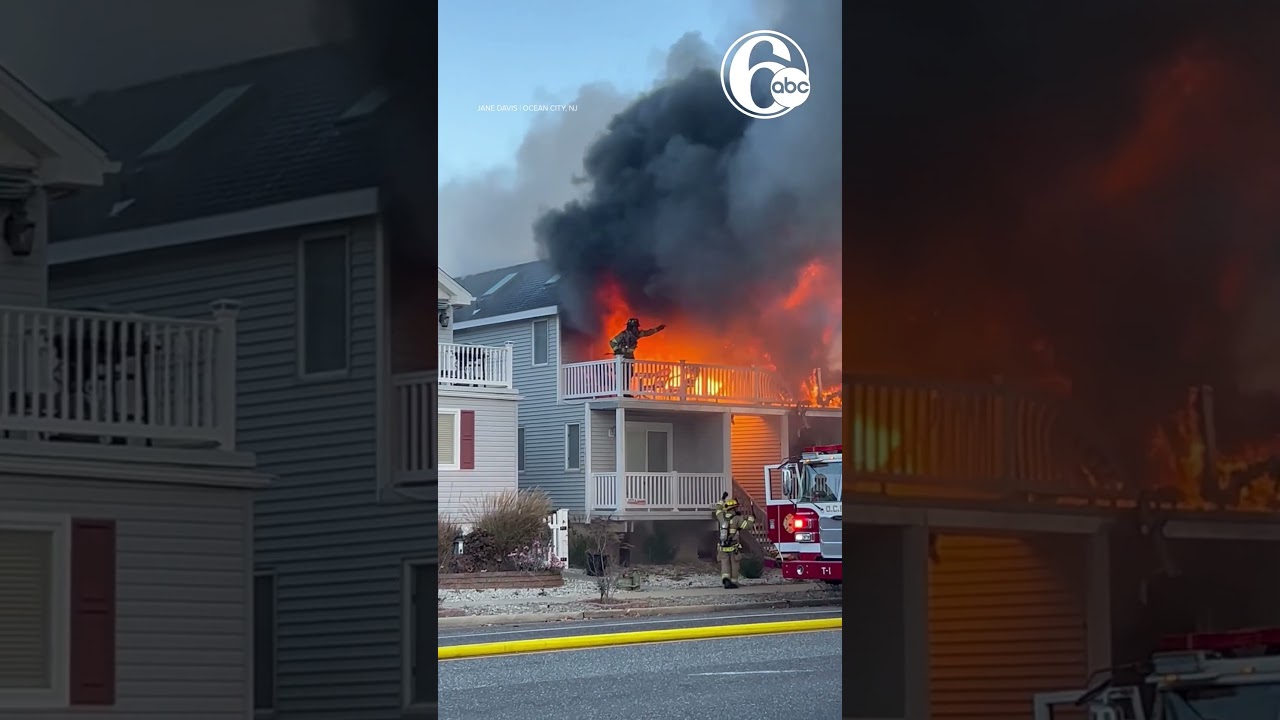 2-alarm blaze destroys Jersey shore home; video shows firefighter rescued from porch