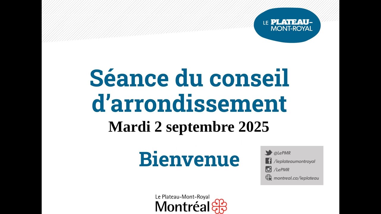 Séance ordinaire du conseil d'arrondissement du Plateau-Mont-Royal du 2 septembre