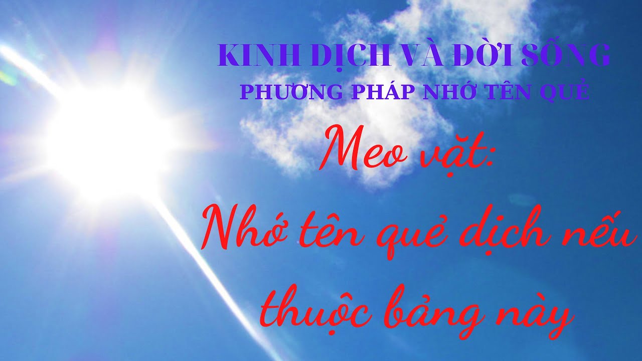 HỌC KINH DỊCH: CÁCH NHỚ TÊN 64 QUẺ KINH DỊCH (MẸO NHỚ TÊN QUẺ DỊCH) | BÀI 05 | KINH DỊCH VÀ ĐỜI SỐNG