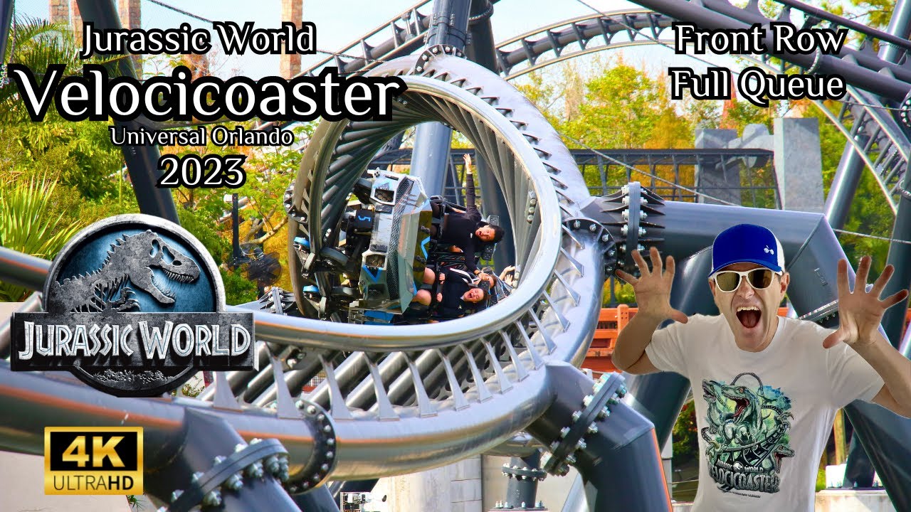 Jurassic World Velocicoaster FULL QUEUE and on Front Seat RIDE! #velocicoaster #universalorlando