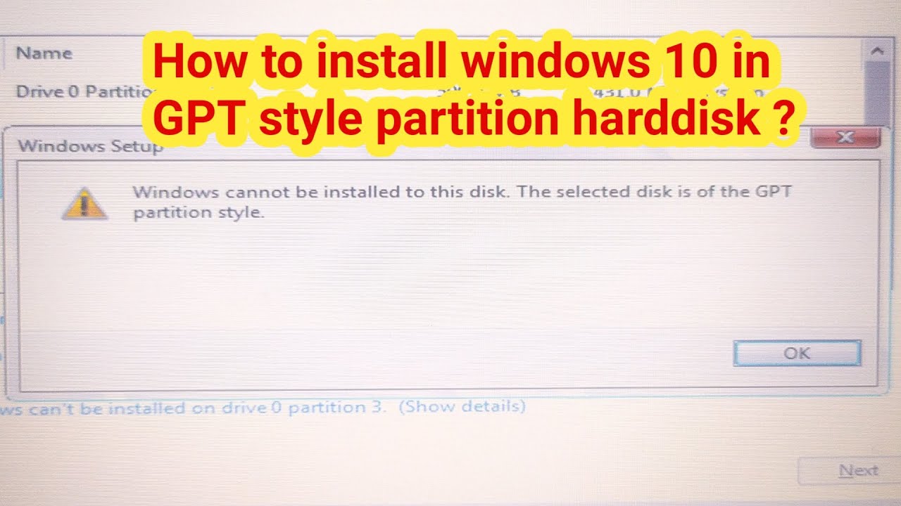 Как установить Windows 10 на жесткий диск с разделом в стиле GPT?