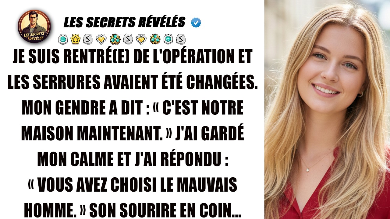 Mon gendre a changé les verrous pour me voler. Il ignore tout du plan que j'ai préparé.