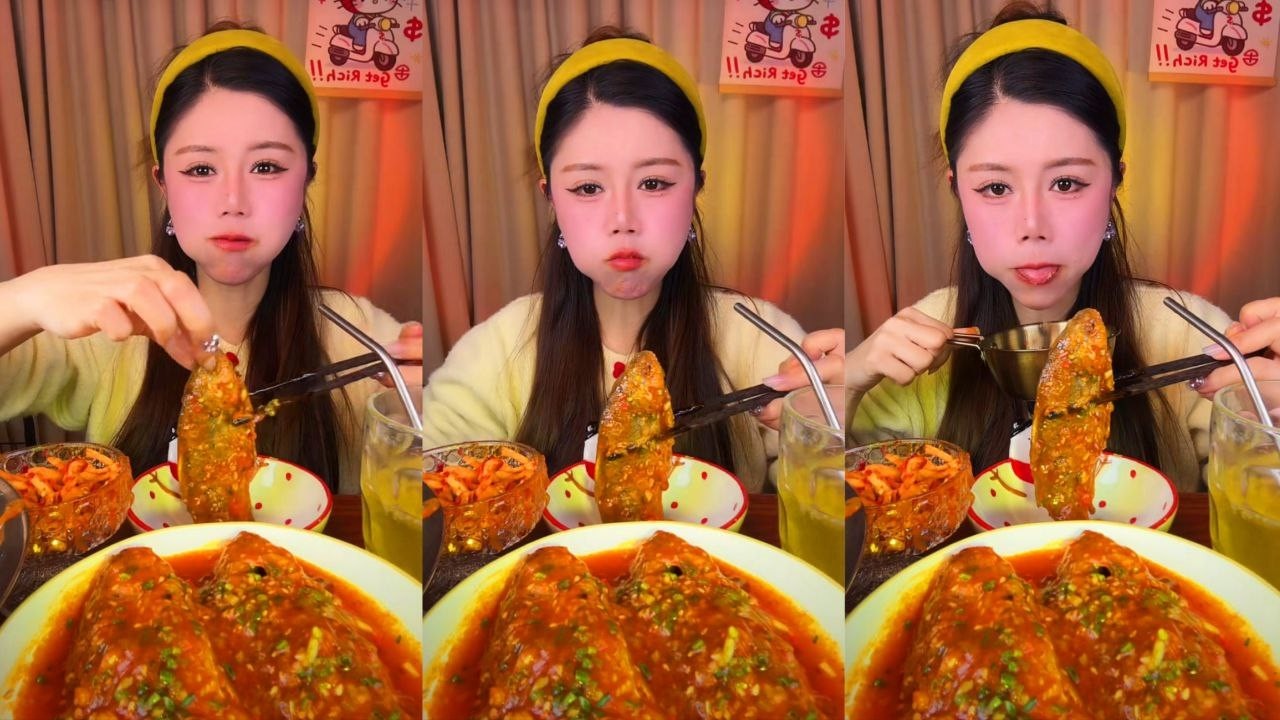 ASMR SPICY BRAISED WHOLE FISH MUKBANG | BIG BITES & SATISFYING EATING SOUNDS