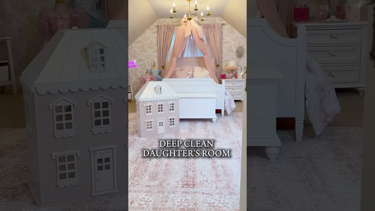 Cleaning my 5 year old&rsquo;s room #asmr #deepclean #cleaningmotivation #bedroomdecor #organize #momlife