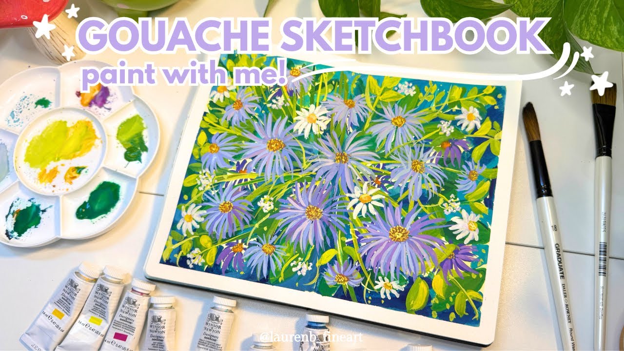 ❀ Painting some loose florals in my sketchbook ❀ paint with me | gouache ❀