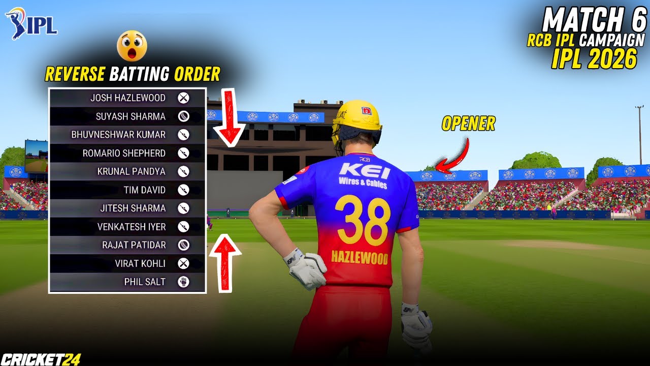 😱 Hazlewood Opening?! Kohli at No.11 🤯 | RCB vs RR | Hardest Mode | Cricket 24