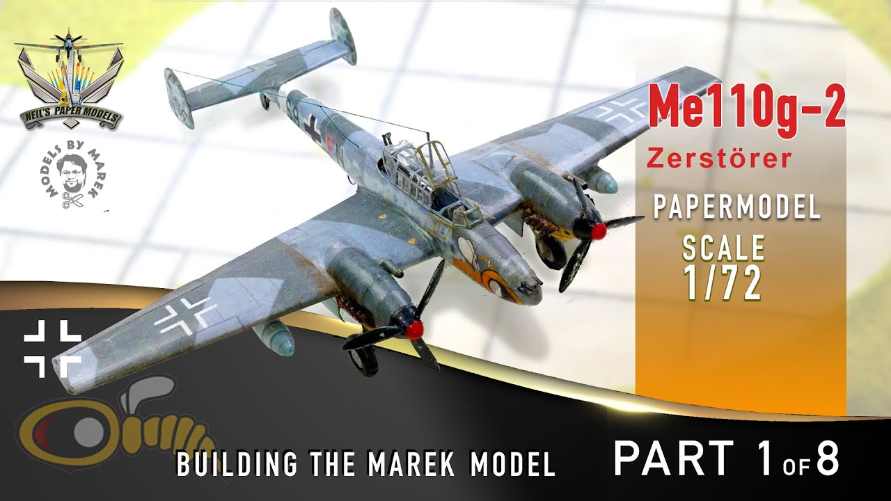 Building The MAREK Paper Model Me110G-2 1/72 Scale Model Aircraft PART 1
