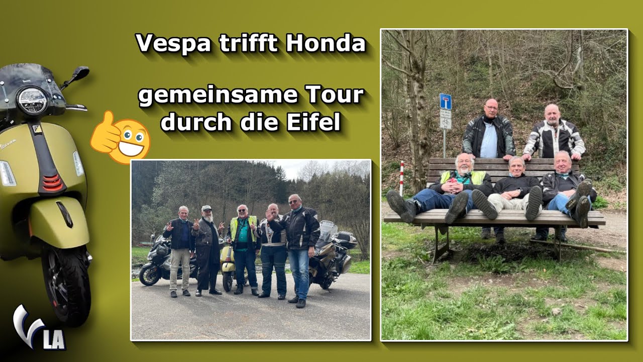 Vespa trifft auf Honda - gemeinsame Tour durch die Eifel mit der WhatsApp Kanal Truppe.