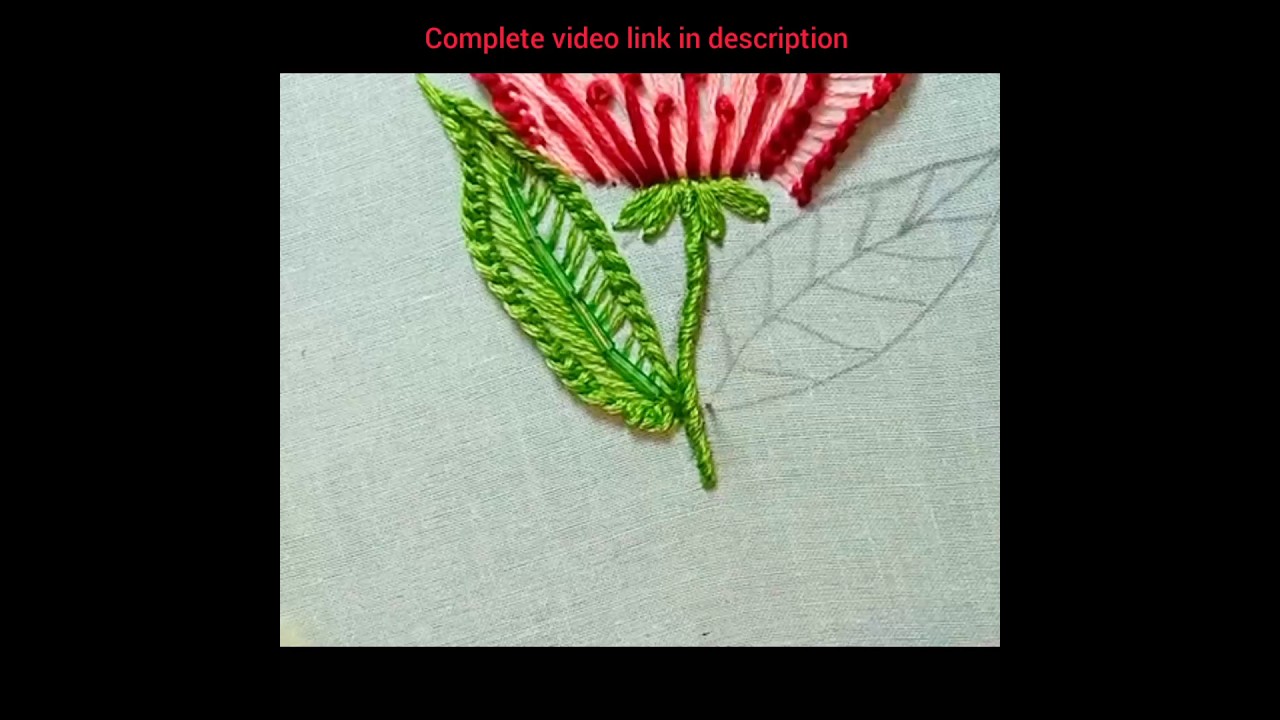 Blanket stitch or buttonhole stitch leaf embroidery #shorts #youtubeshorts #crewelart