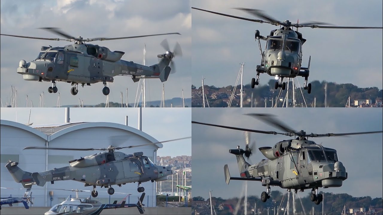 Royal Navy Wildcat HMA2 Arrival & Departure from Heliops Portland