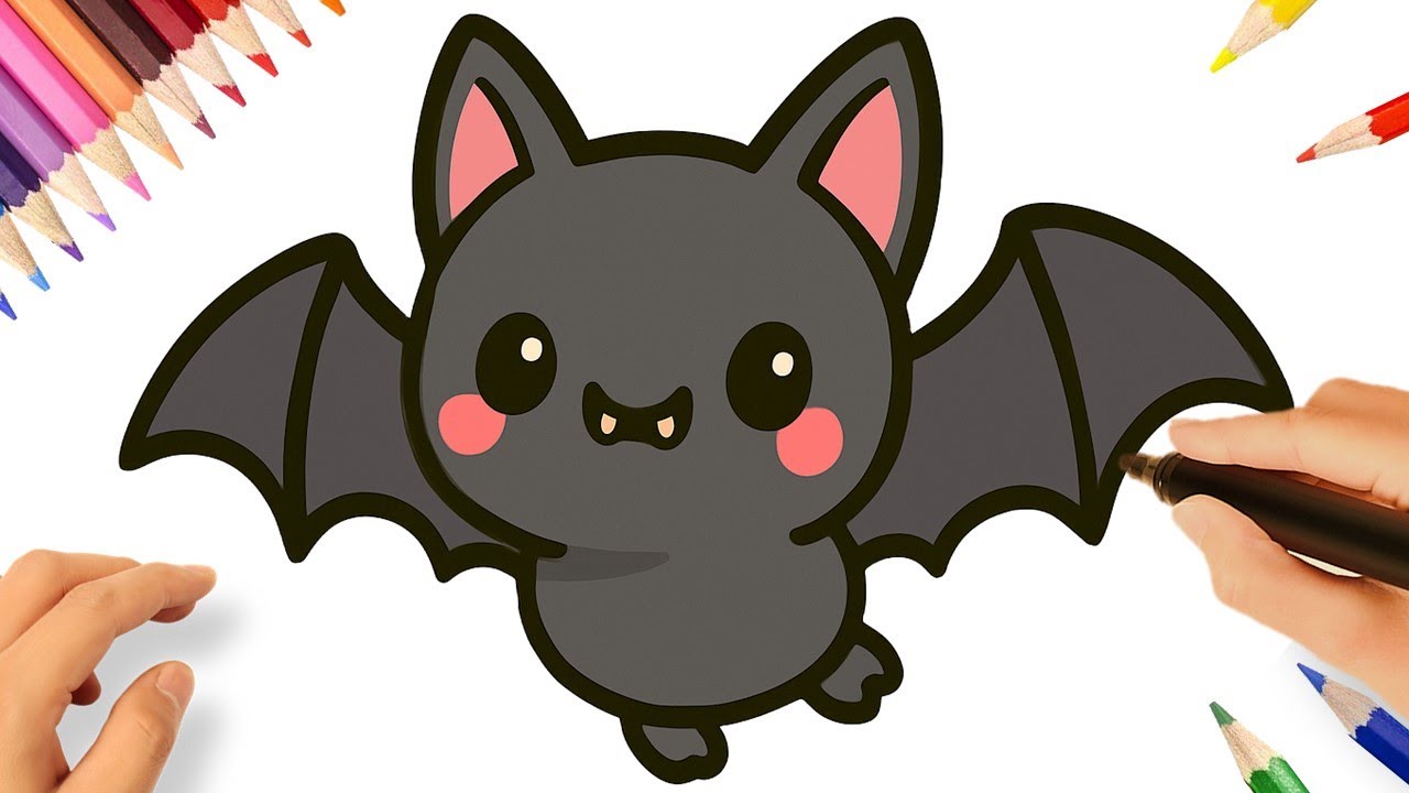 HOW TO DRAW A CUTE KAWAII BAT EASY 🦇