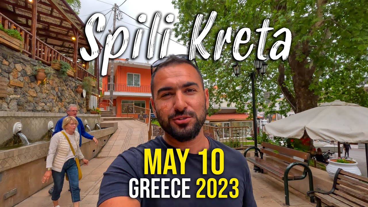 Spili Crete, walking tour in 4k, Kreta, Greece 2023