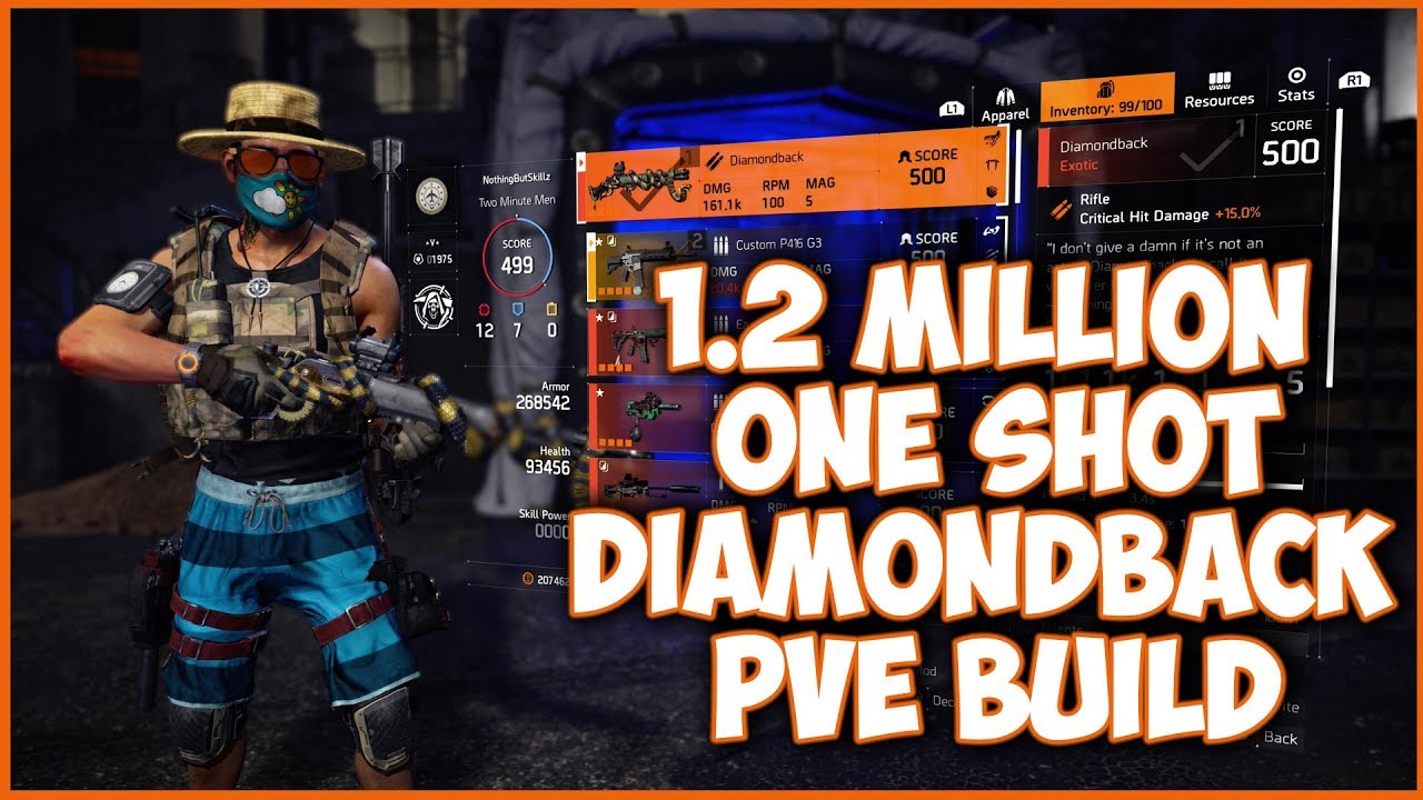 THE DIVISION 2 | NEW  EXOTIC RIFLE 1.2 MILLION ONE SHOT DIAMONDBACK PVE BUILD