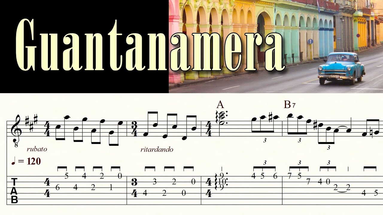 GUANTANAMERA | Complete | Acoustic Guitar Lesson | Chords, Melody, Lyrics | TAB & Sheet Music