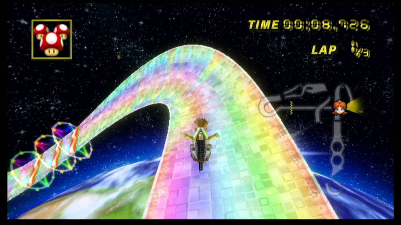 Mario Kart: 1 lap around All 12 Rainbow Road tracks (1080p 60 fps)
