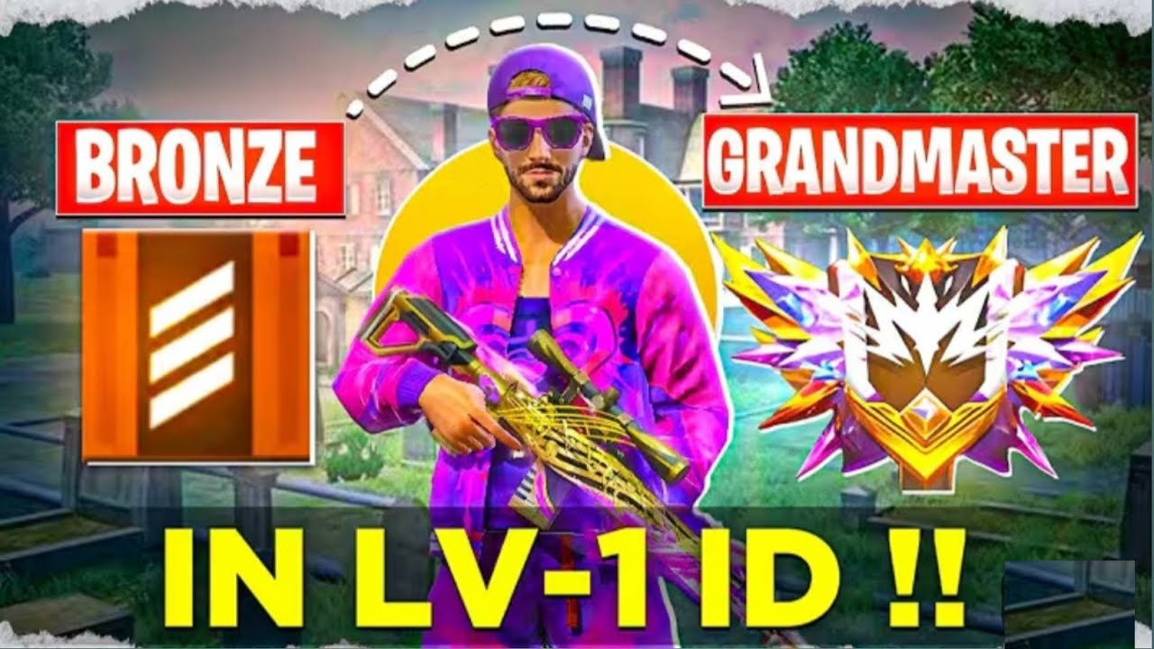 Bronze To Grandmaster 🔥 in Level 1 ID | No Skins Challnge ☠️ | NOOB To PRO in 24 Hour Ep-1