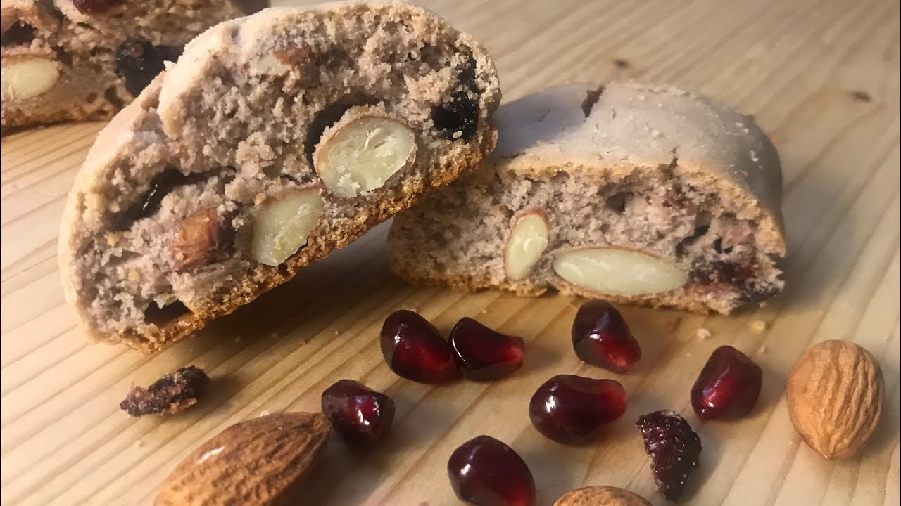 BISCOTTI - CANTUCCI AI FRUTTI ROSSI CON MIRTILLI,  MANDORLE E SUCCO DI MELOGRANO. SENZA BURRO