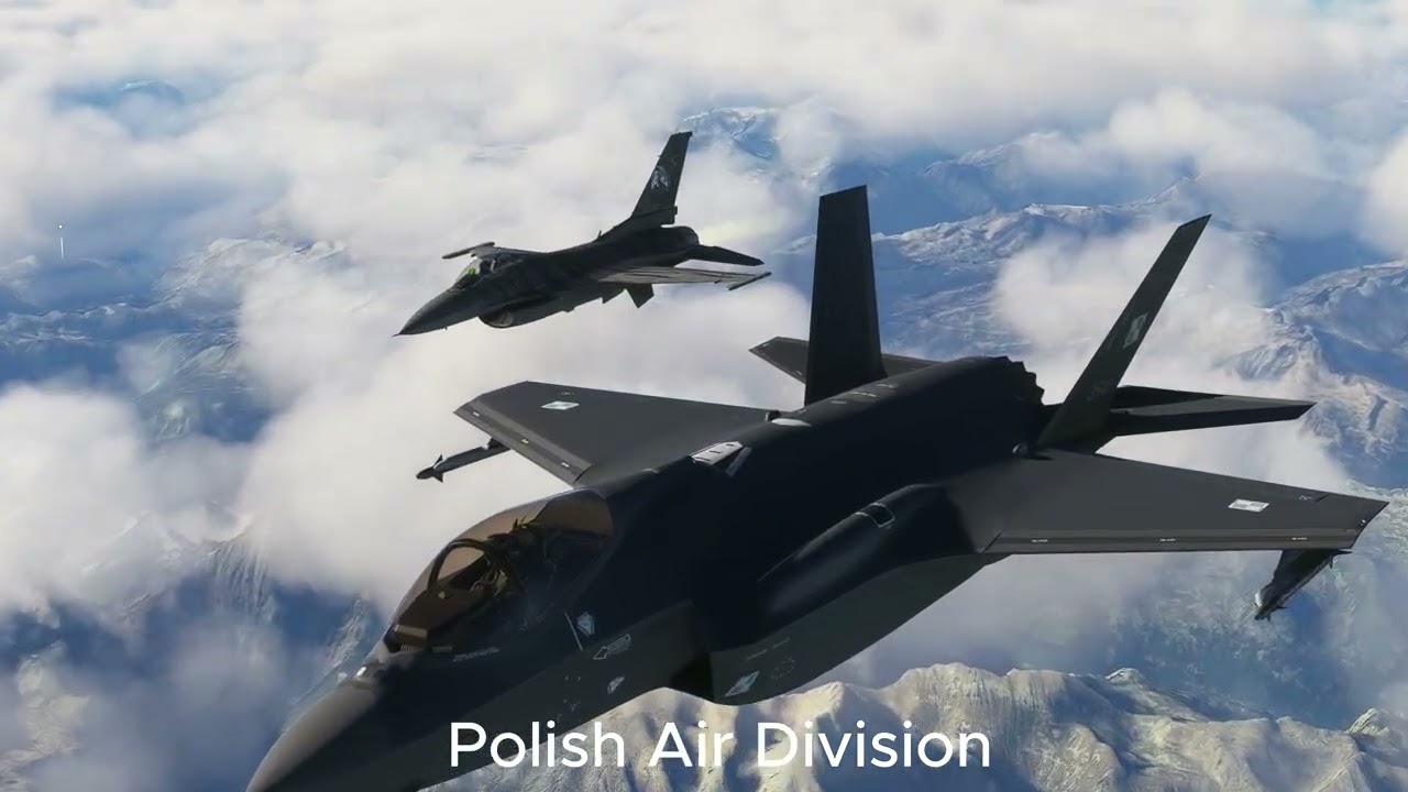 Flight in memory of SLAB - Polish Air Forces F-16C/D & F-35PL #slab #f16 #f35fighterjet #f35 