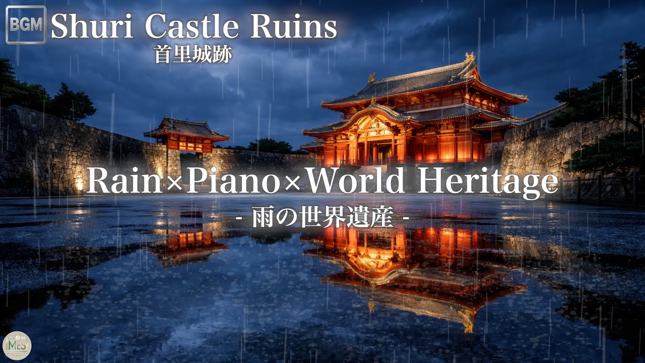 Rainy Shuri Castle Ruins 首里城跡  🌧️ Quiet Piano for Deep Sleep | Healing Night LIVE