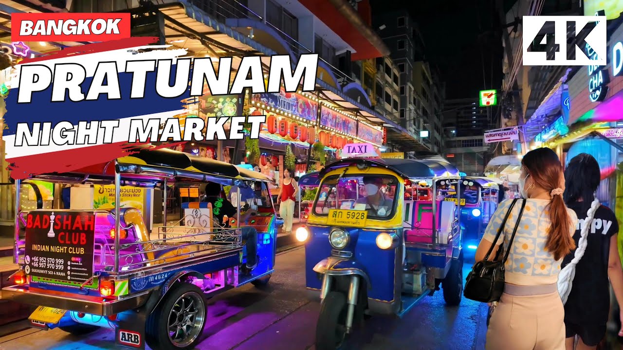 [4K] Pratunam Night Market Bangkok 🇹🇭 Walking Tour (ASMR City Sounds)