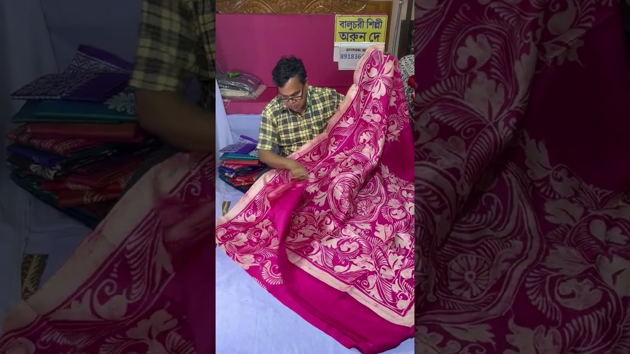 Ajker live VDO te nie esechi Half &half Bishnupuri katan silk Ebang Hand Batik 