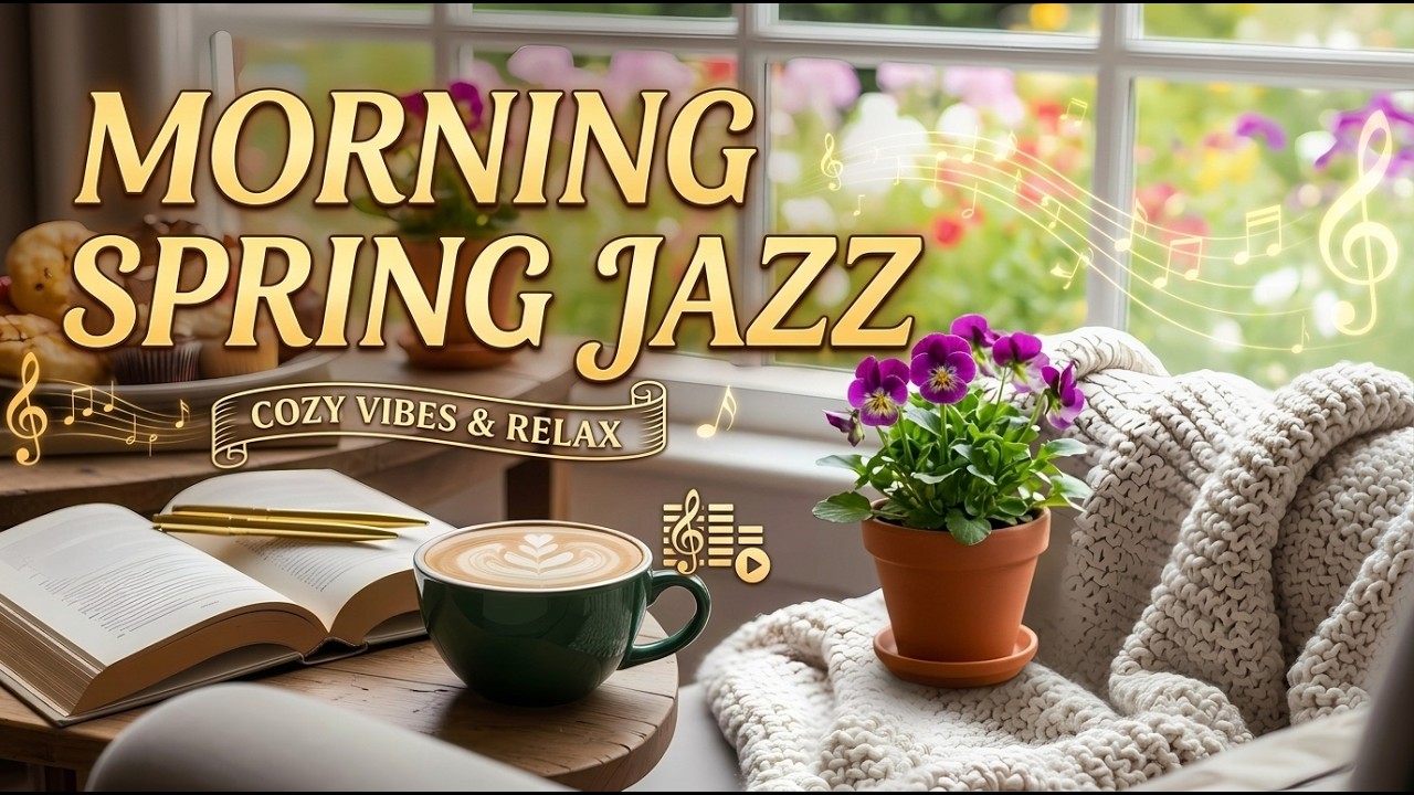 Spring Coffee Shop Ambience | Relaxing Spring Jazz Music & Morning Spring Jazz for Work ~~~~