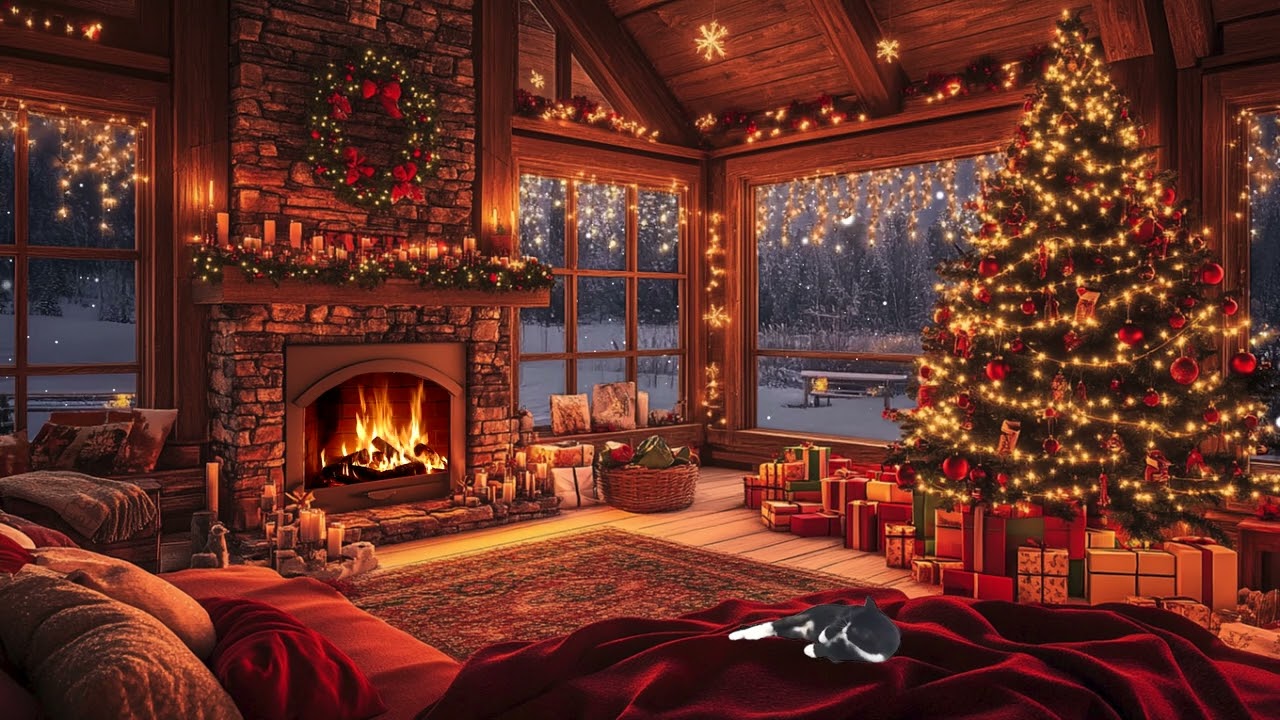 Peaceful Christmas Cabin Retreat with Soft Piano and Fireplace Sounds to Unwind