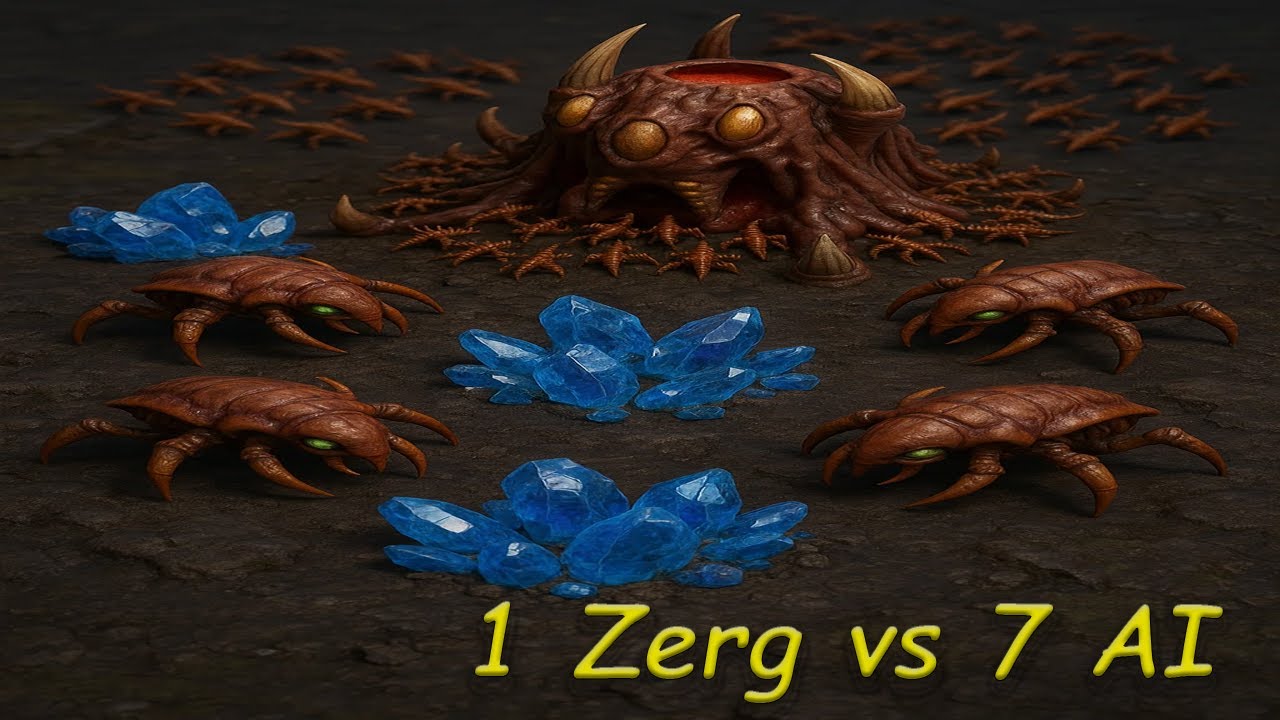 Zerg vs 7 AIs on Fastest Map – Can I Survive?! 🧠🔥