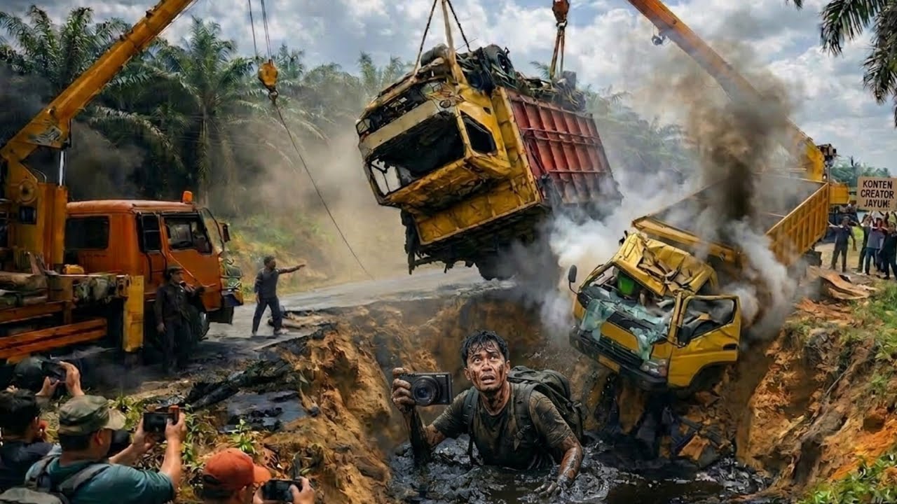 3 Insiden Di Satu Lokasi || Detik Detik Truck Rem Blong Dan Truck Masuk Parit Gajah Di Bukit Kodok