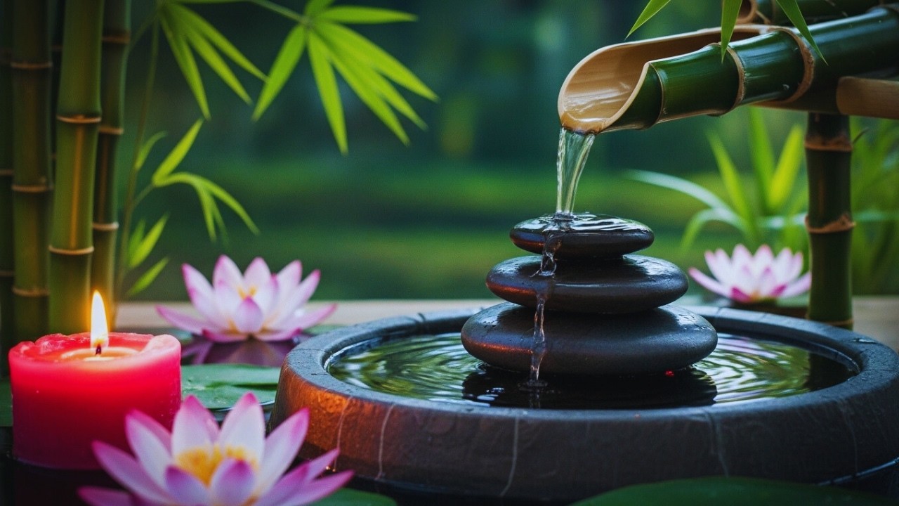 Relaxing Music Waterfall Sounds, Soft Piano & Birds Peaceful Nature.