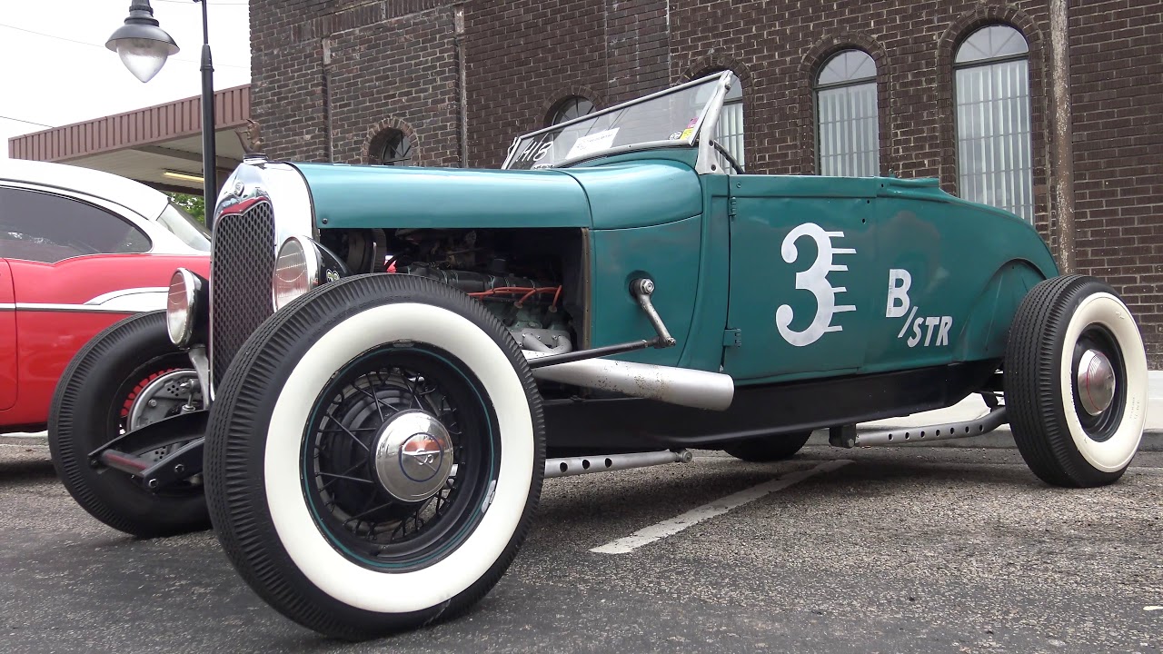 Hot Rodded Old School 1929 Ford Model A Roadster caught in the Texas rain