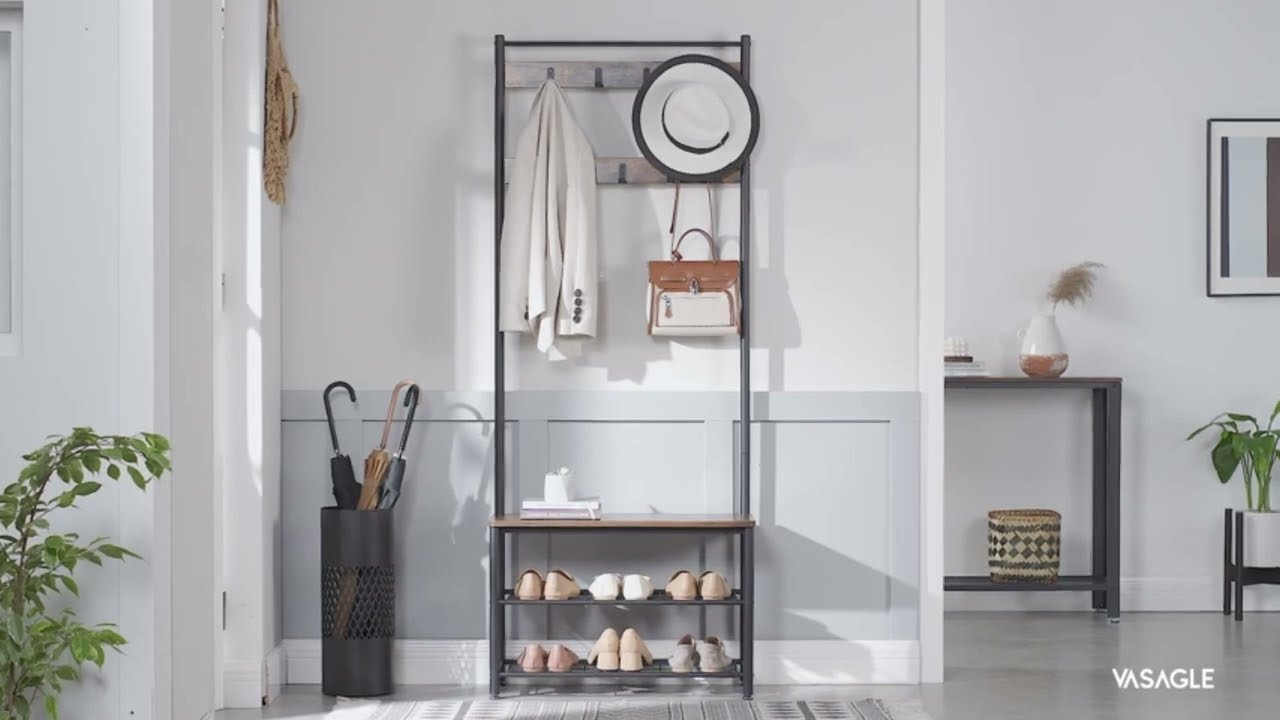 COAT RACK HALL TREE with SHOE BENCH - VASAGLE