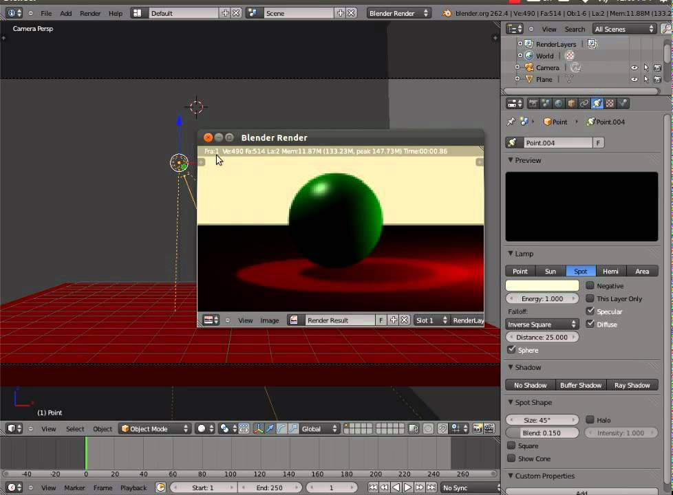 شرح برنامج بلندر (Blender 2.62) - جزء 2 (الإضاءة)