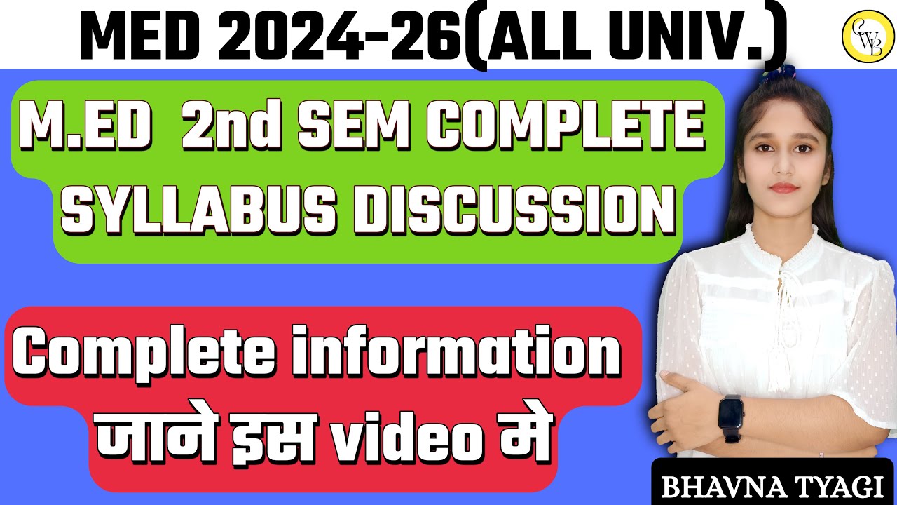 M.ED 2nd sem syllabus |M.ED SYLLABUS ,|ccsu m.ed notes|M.ed complete notes|By Bhavna tyagi