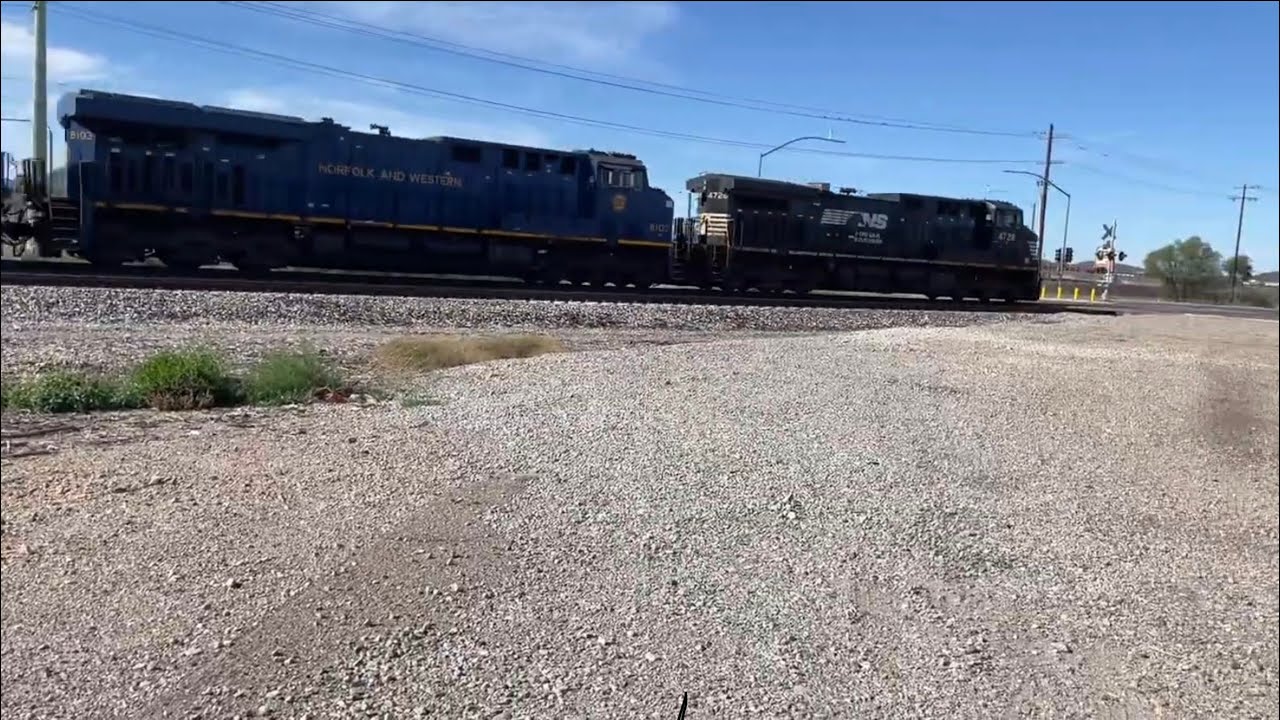 NS 8103! NS 4728 leads an intermodal train at Cortaro road Tucson Arizona 