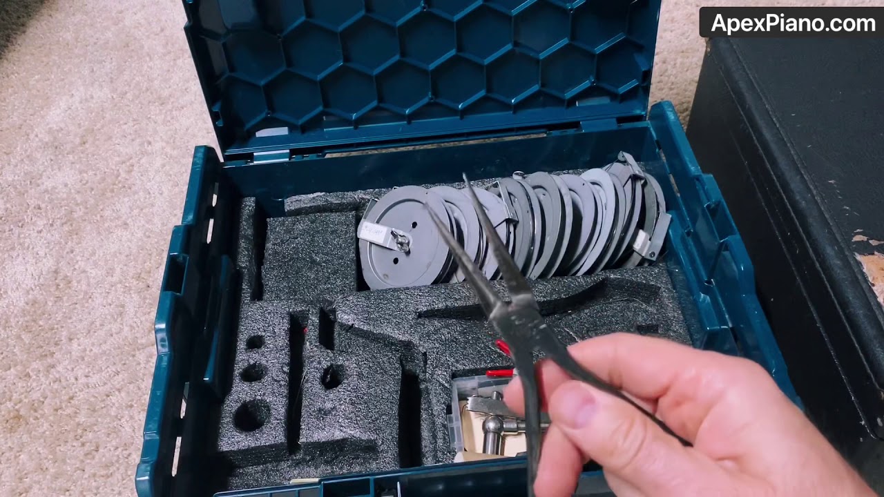 Piano String Tools - Tools Needed to Change a Broken Piano String - look inside the tool kit