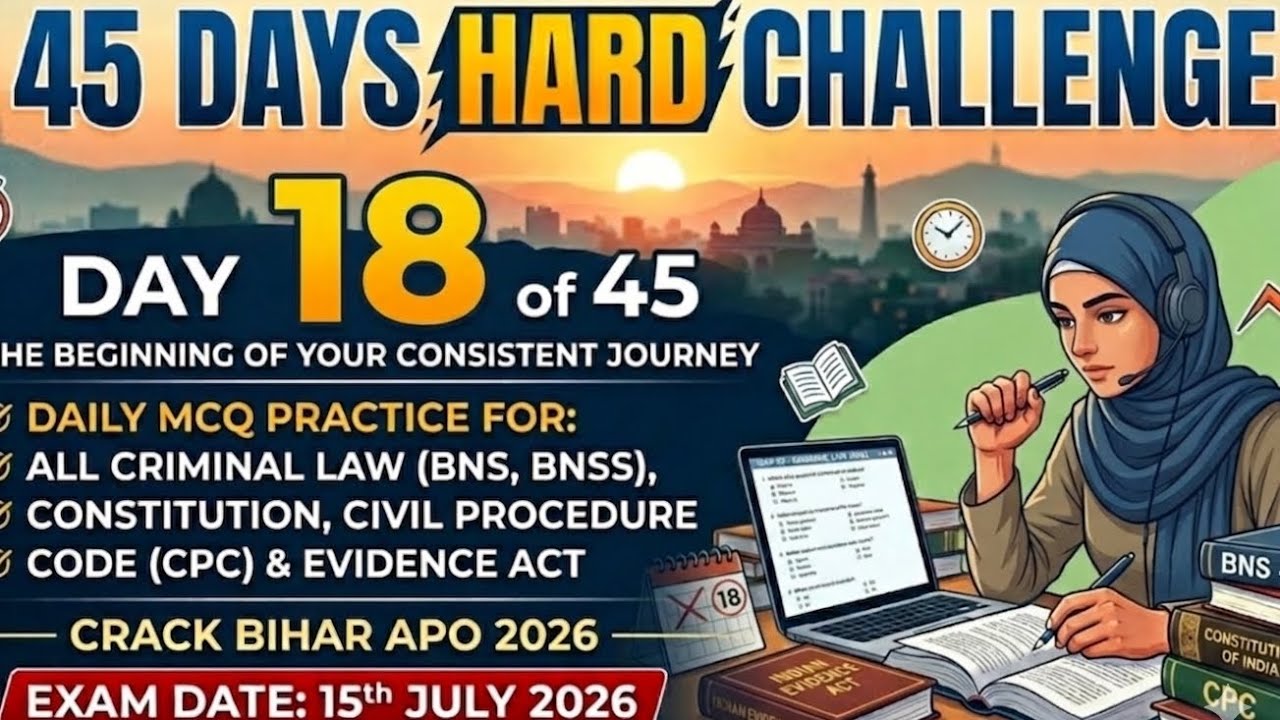 ​Day 18 of 45 Hard: Bihar APO ⚖️BNSS Ch 7 (Sec 94-110) Summons, Search Warrants & Proclamation