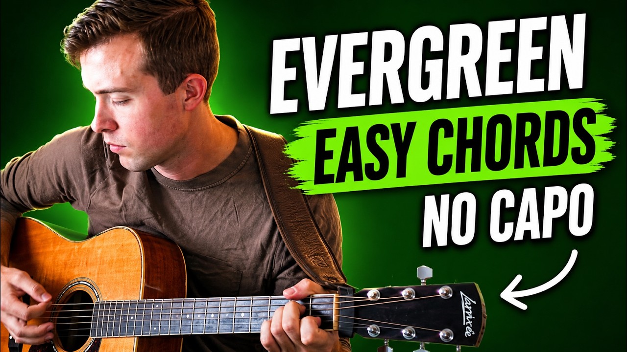 How to Play EVERGREEN - Richy Mitch & The Coal Miners on Guitar | NO CAPO/EASY CHORDS/PLAYTHROUGH