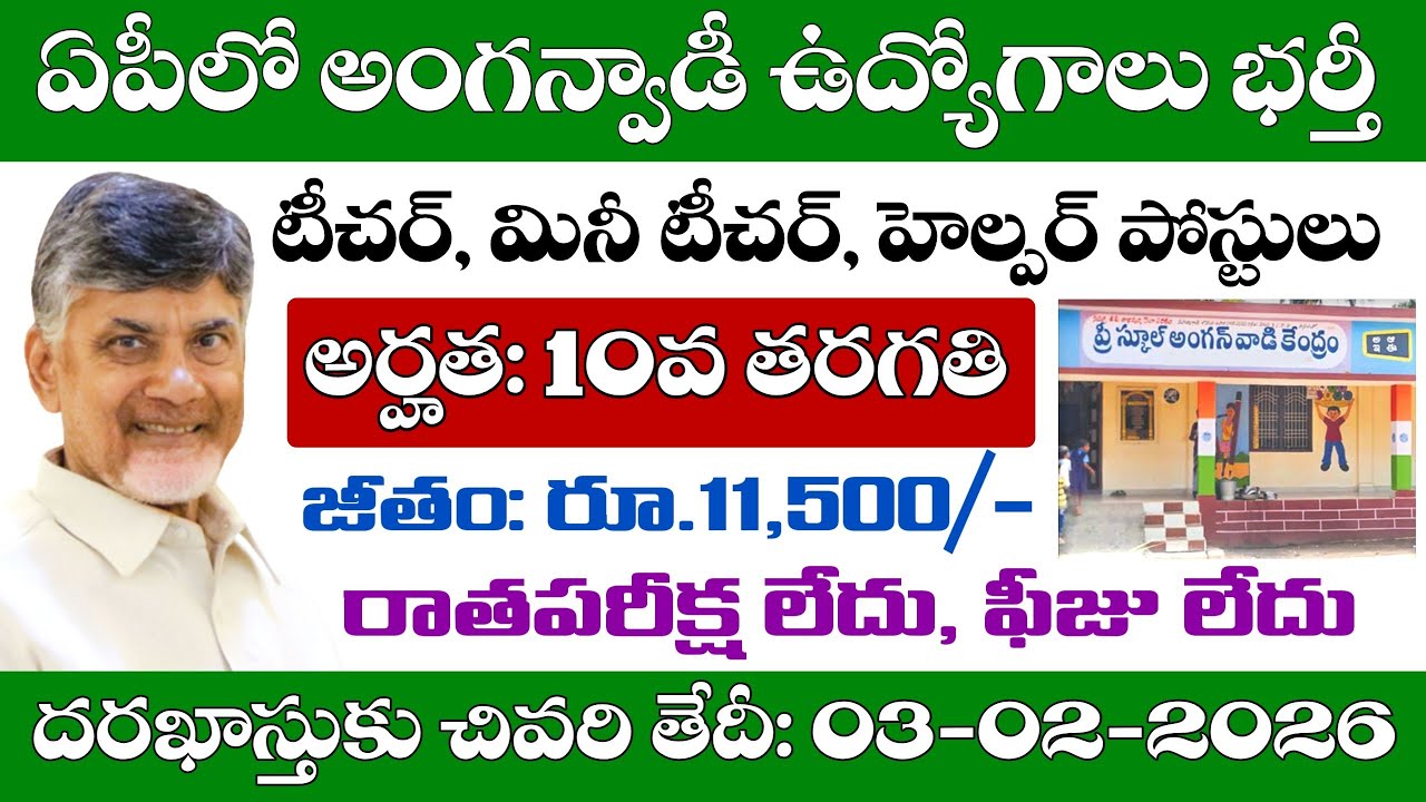 AP Anganwadi Jobs Recruitment Notification 2026 details in Telugu | Apply Offline