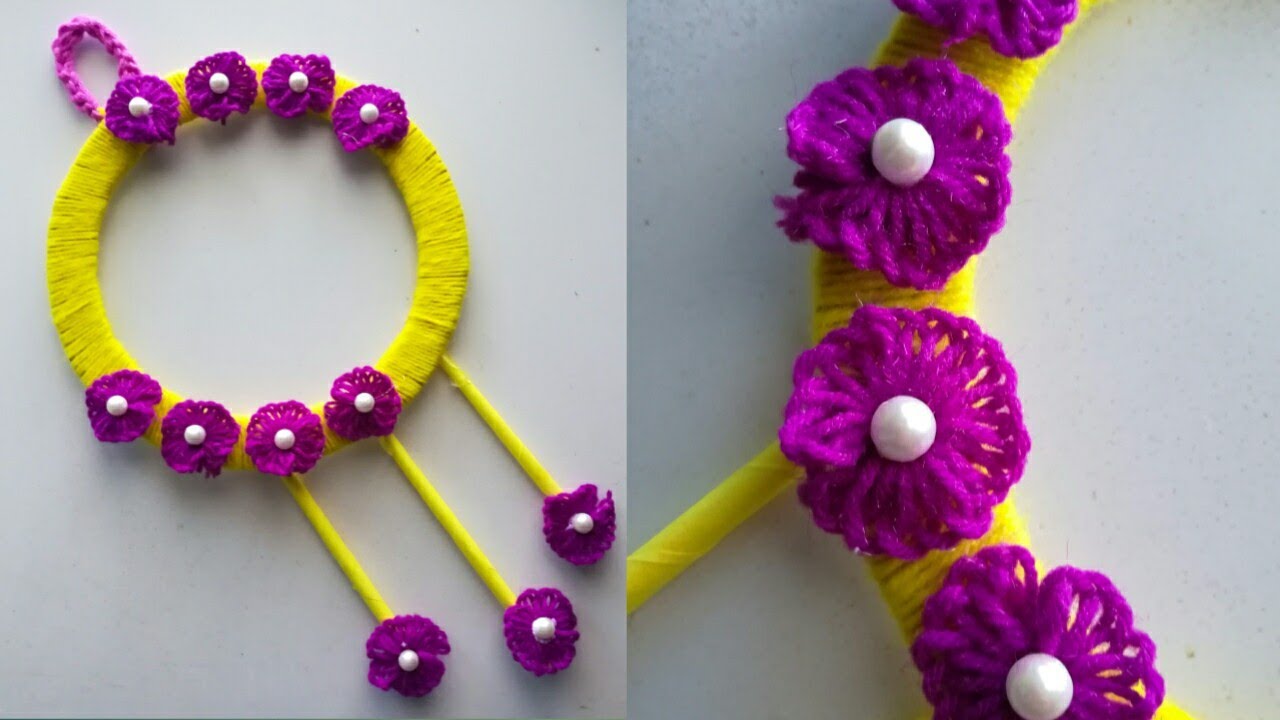 How to make Beautiful Woolen Flower Wall Hanging / Diy Woolen wall hanging / Wall hanging,wall decor