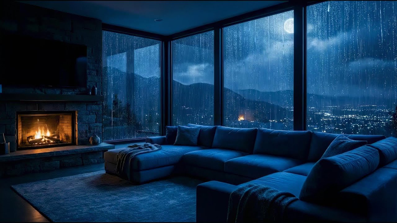 Rainstorm Outside, Fireplace Inside 🔥🌧️❄️ | Deep Relaxing Ambience for Comfort