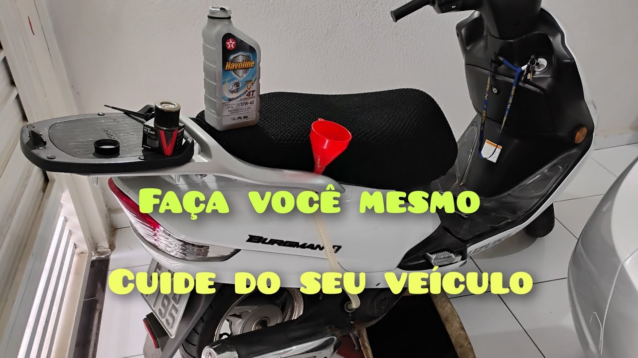 Como trocar óleo do motor da sua moto em casa.(Burgman 125)