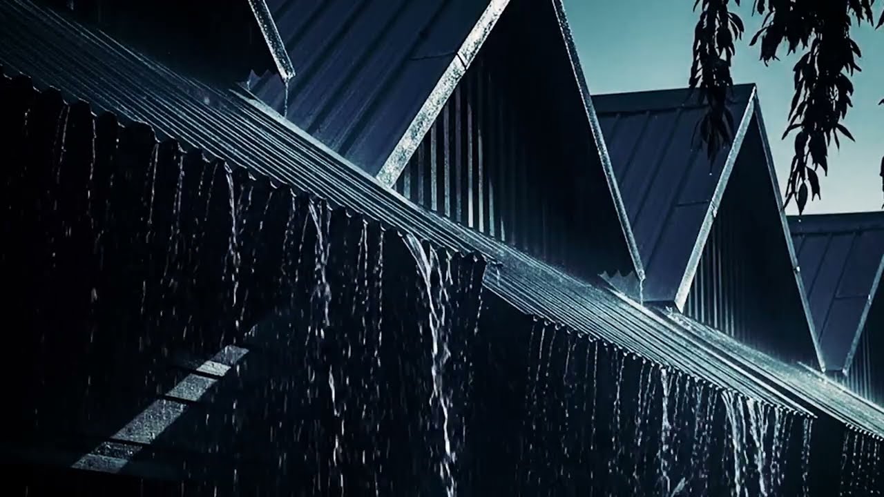 Powerful Rain & Thunder Hammering on Old Tin Roof in Forest