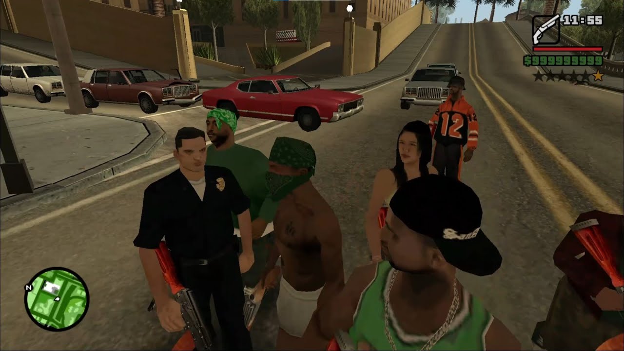 GTA SAN ANDREAS - CJ and gangs vs police and military army in a big war