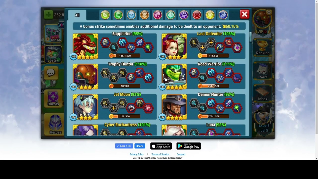 Rune & rune upgrades (Battle Arena : Heroes Adventure)