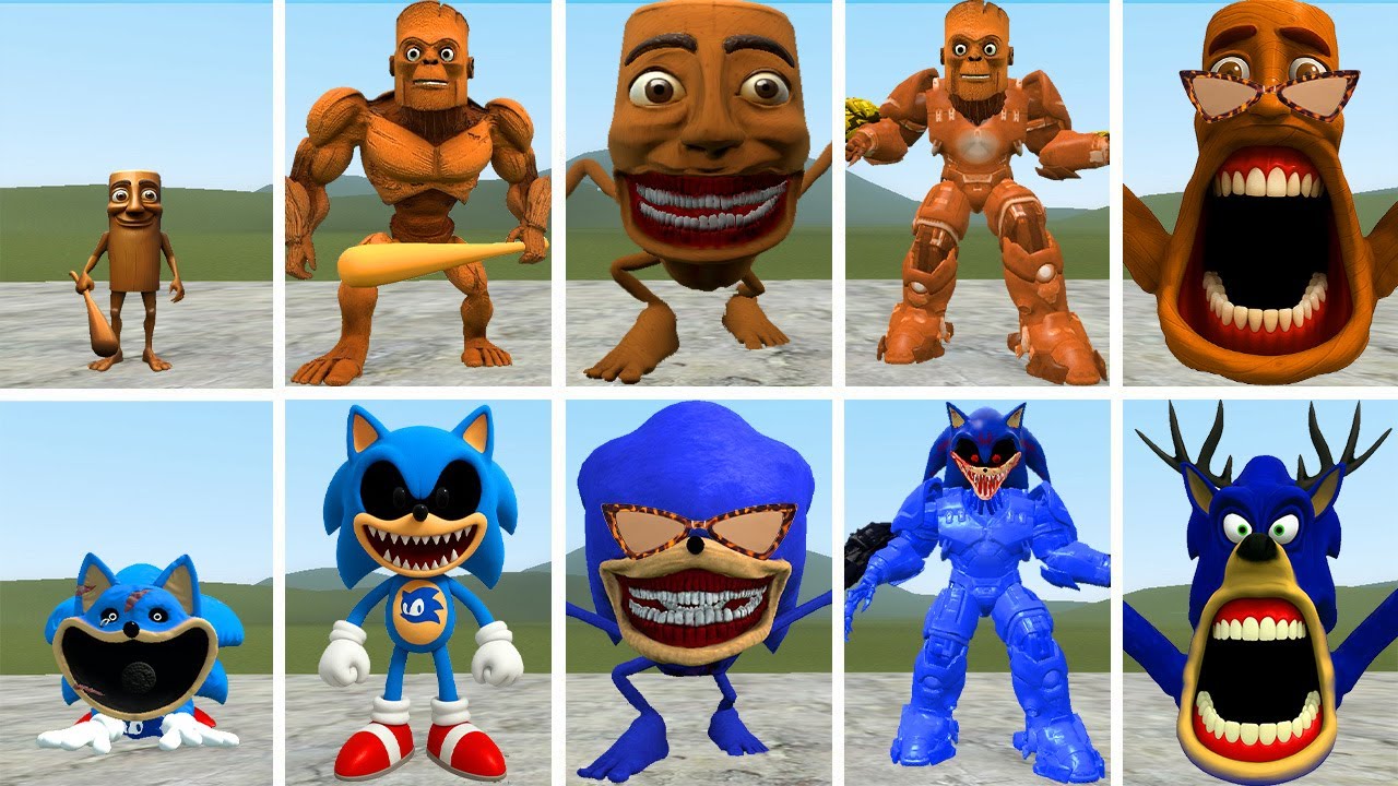 ???: NEW EVOLUTIONARY FORMS OF THE TUNGTUNG SAHUR FAMILY VS THE SONIC EXE FAMILY IN GMOD!