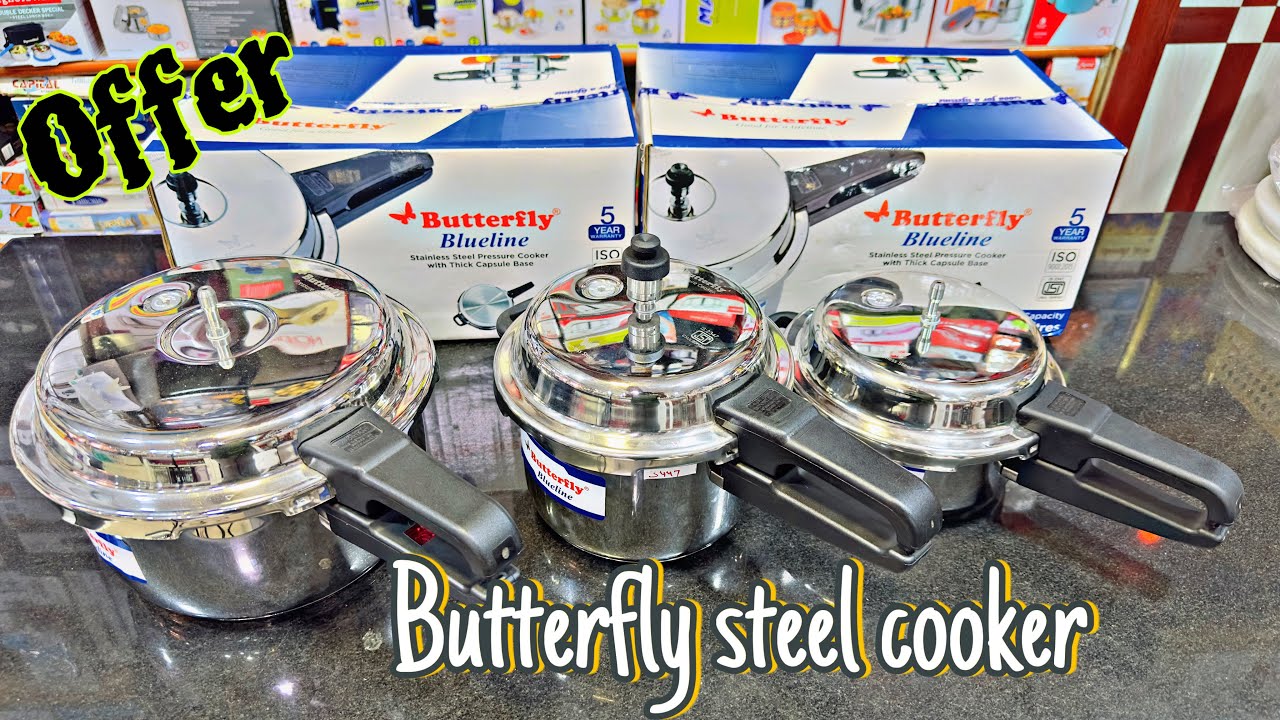 Butterfly Blueline stainless steel pressure cookers | stainless steell 2l, 3l,5liter cooker
